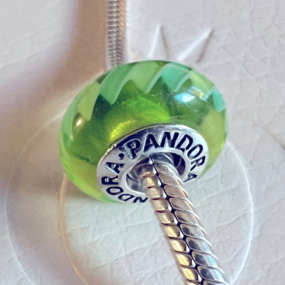 Pandora Green Zig Zag Murano Glass Charm